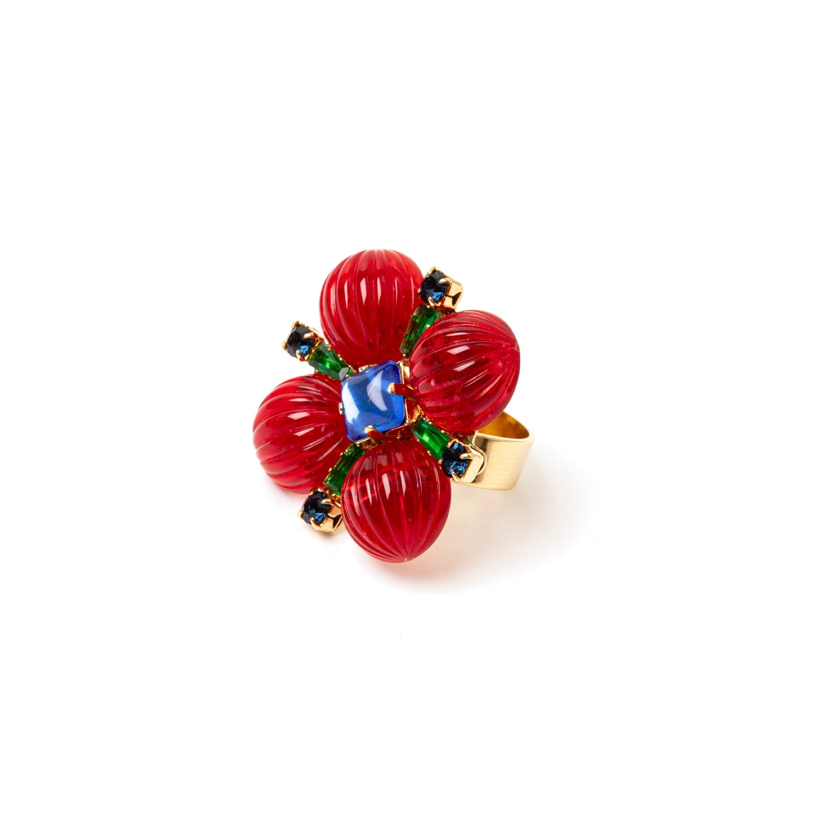 Anello a fiore di semisfere Nellie - Rosso - Sodini Bijoux