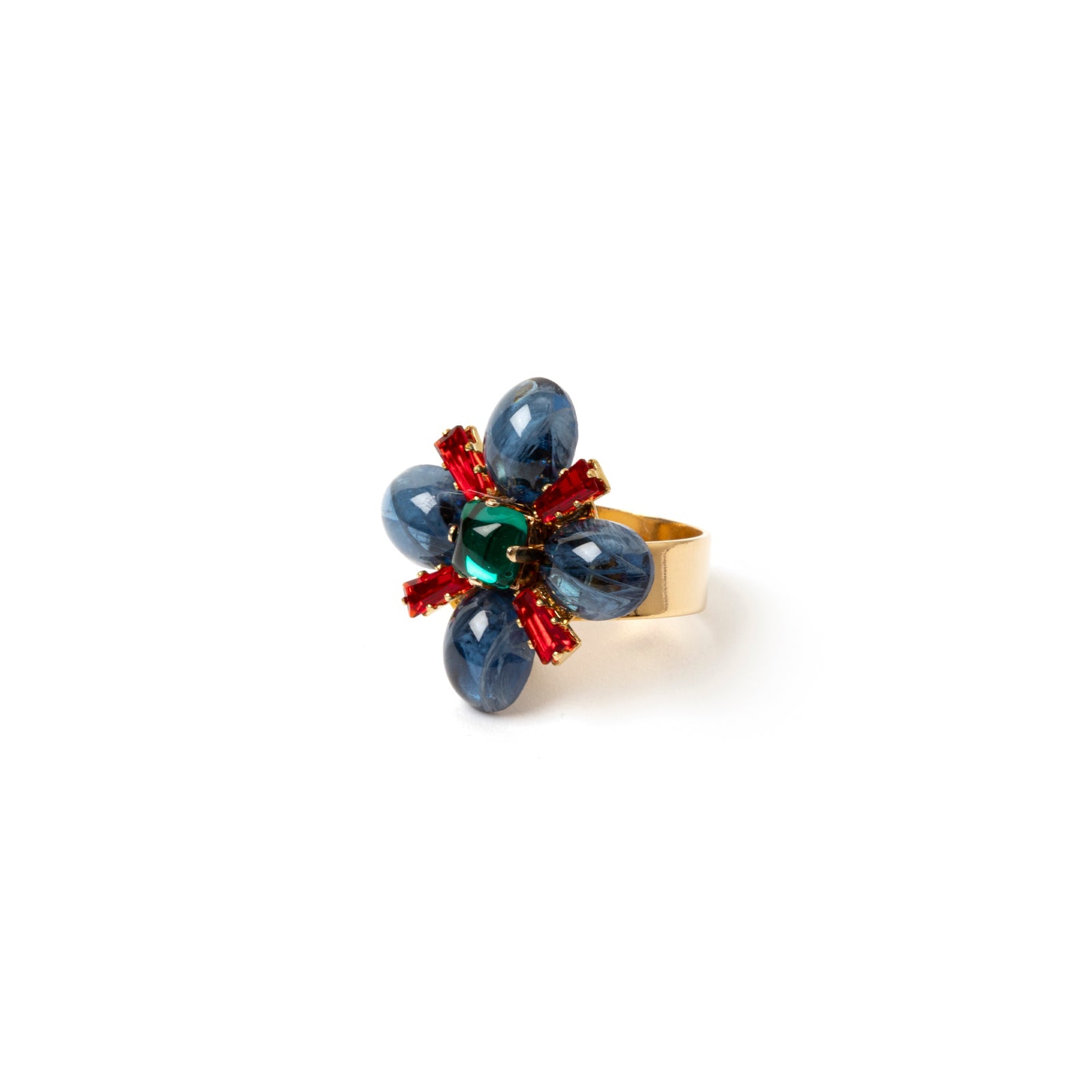 Anello a fiore di cabochon Nellie - Blu - Sodini Bijoux