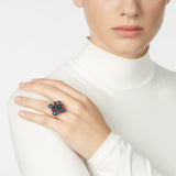 Cabochons' flower ring Nellie - Blue - Sodini Bijoux