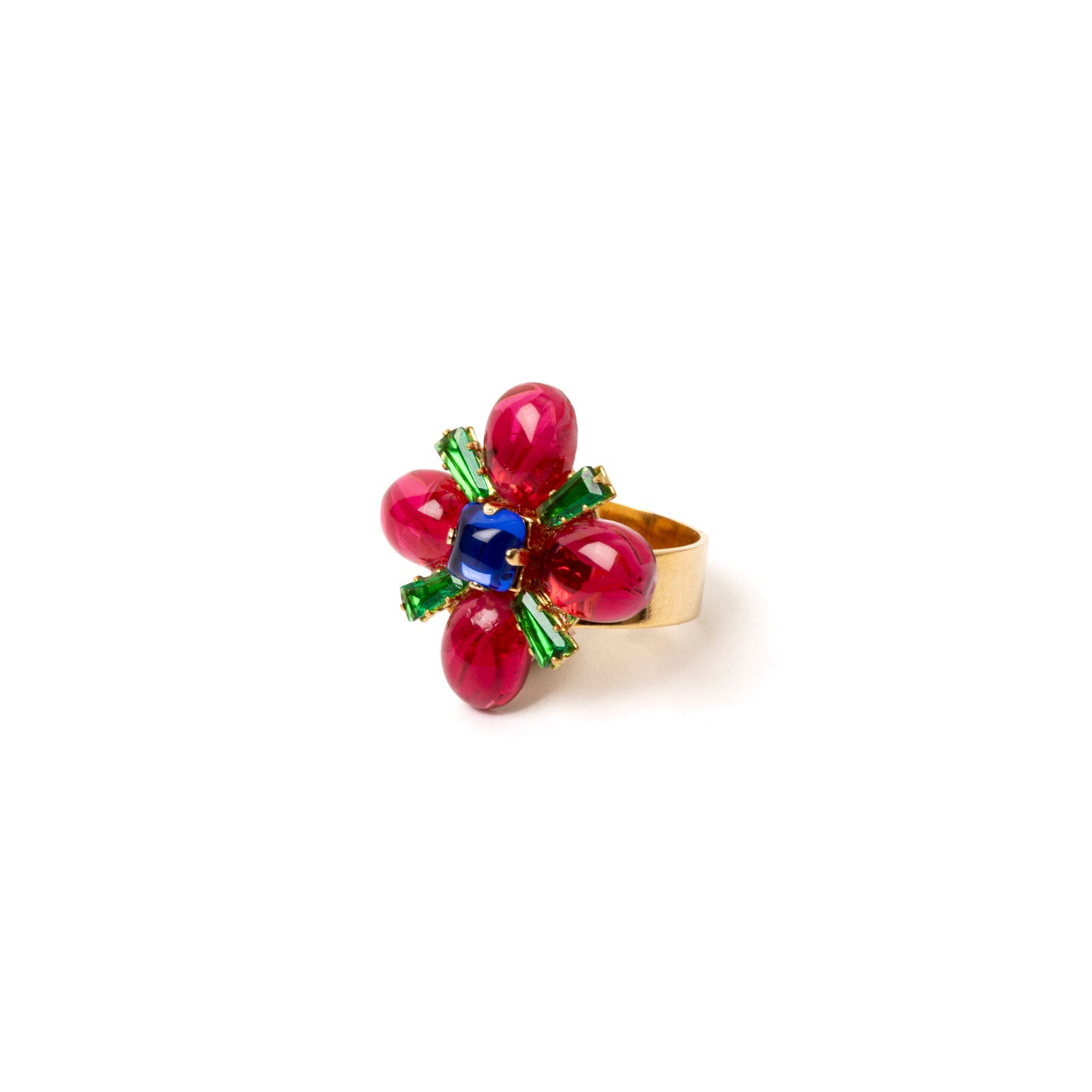 Anello a fiore di cabochon Nellie - Rosso - Sodini Bijoux
