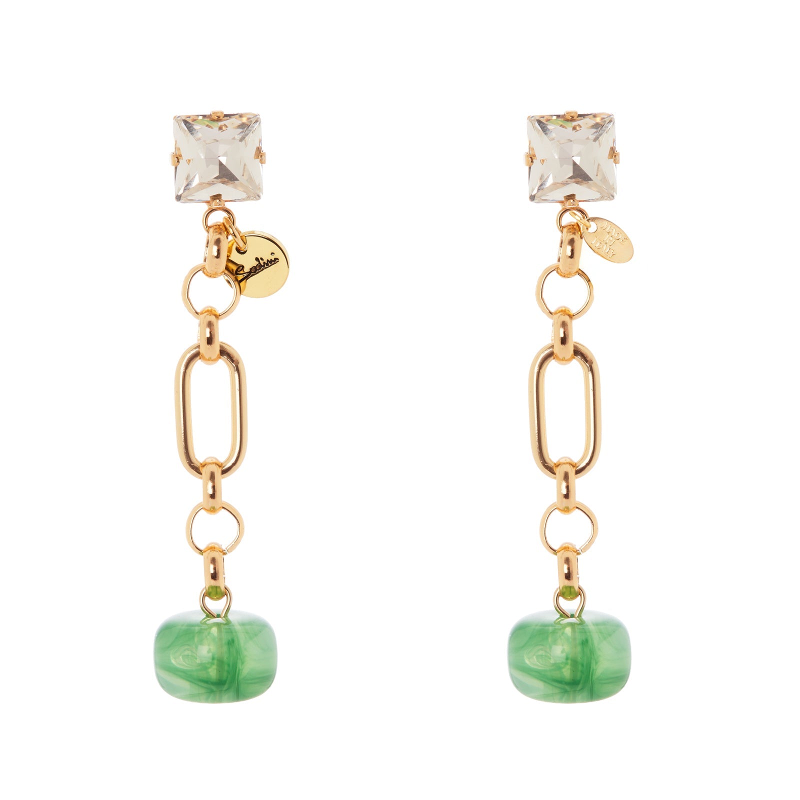 Orecchini cristallo e catena Rio Verde - Multicolor - Sodini Bijoux
