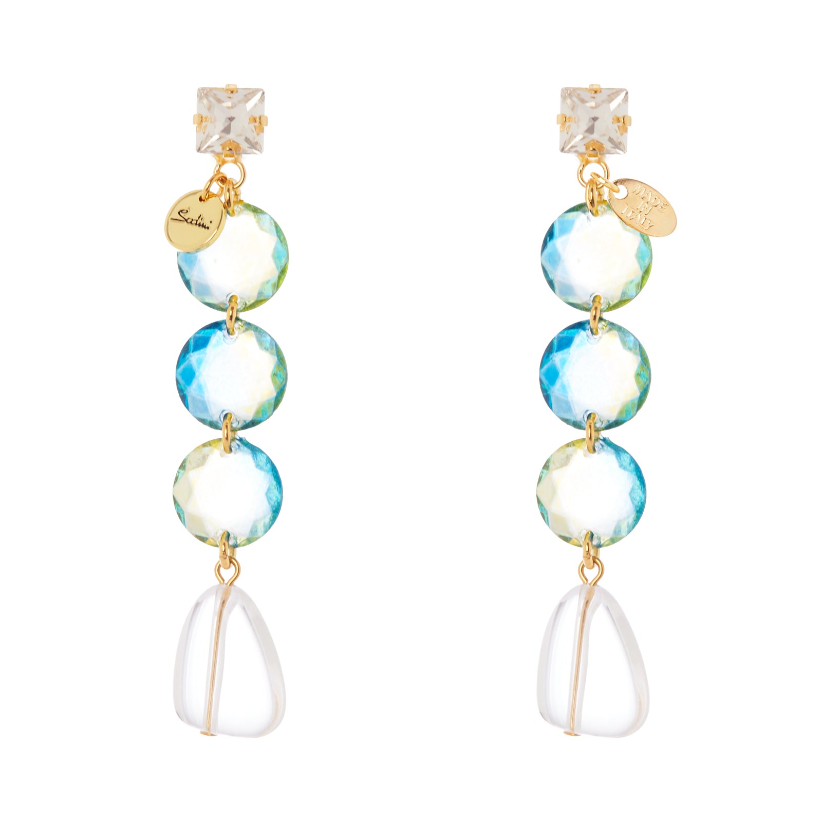 Orecchini cristallo e beads a pasticca Rio Verde - Multicolor - Sodini Bijoux