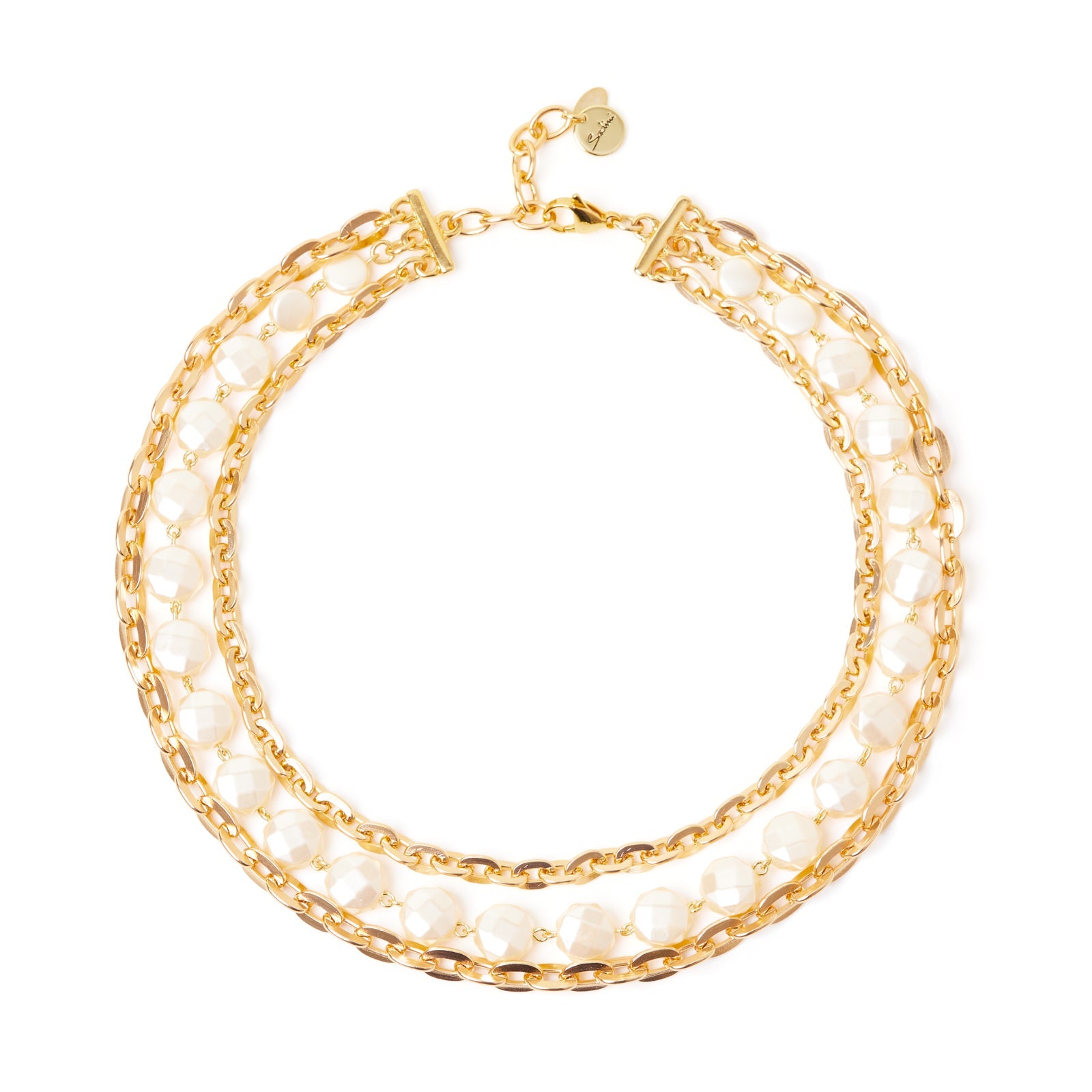 Girocollo a due catene e pasticche Grace - Oro e bianco - Sodini Bijoux