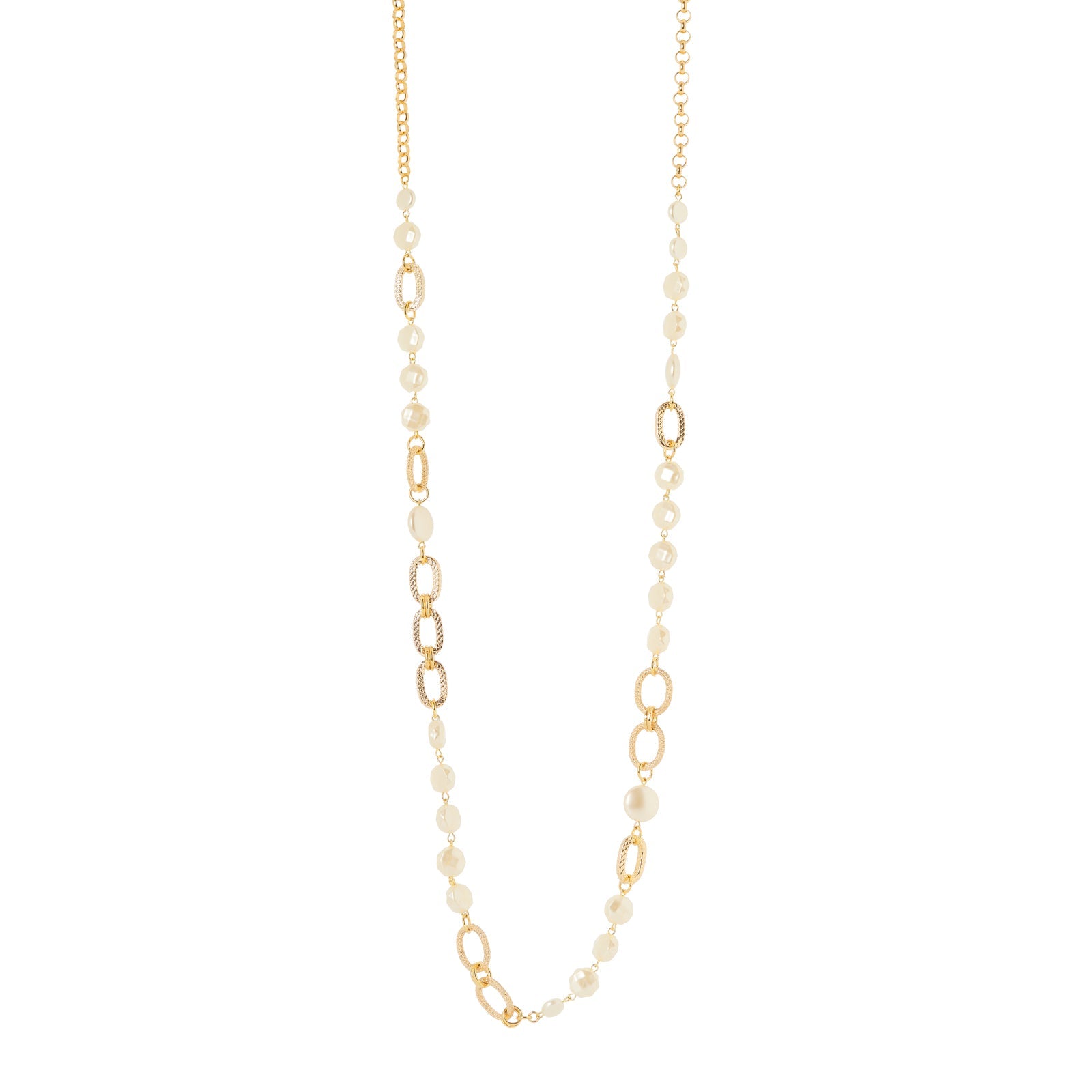Collana lunga anelli ovali e pasticche Grace - Oro e bianco - Sodini Bijoux