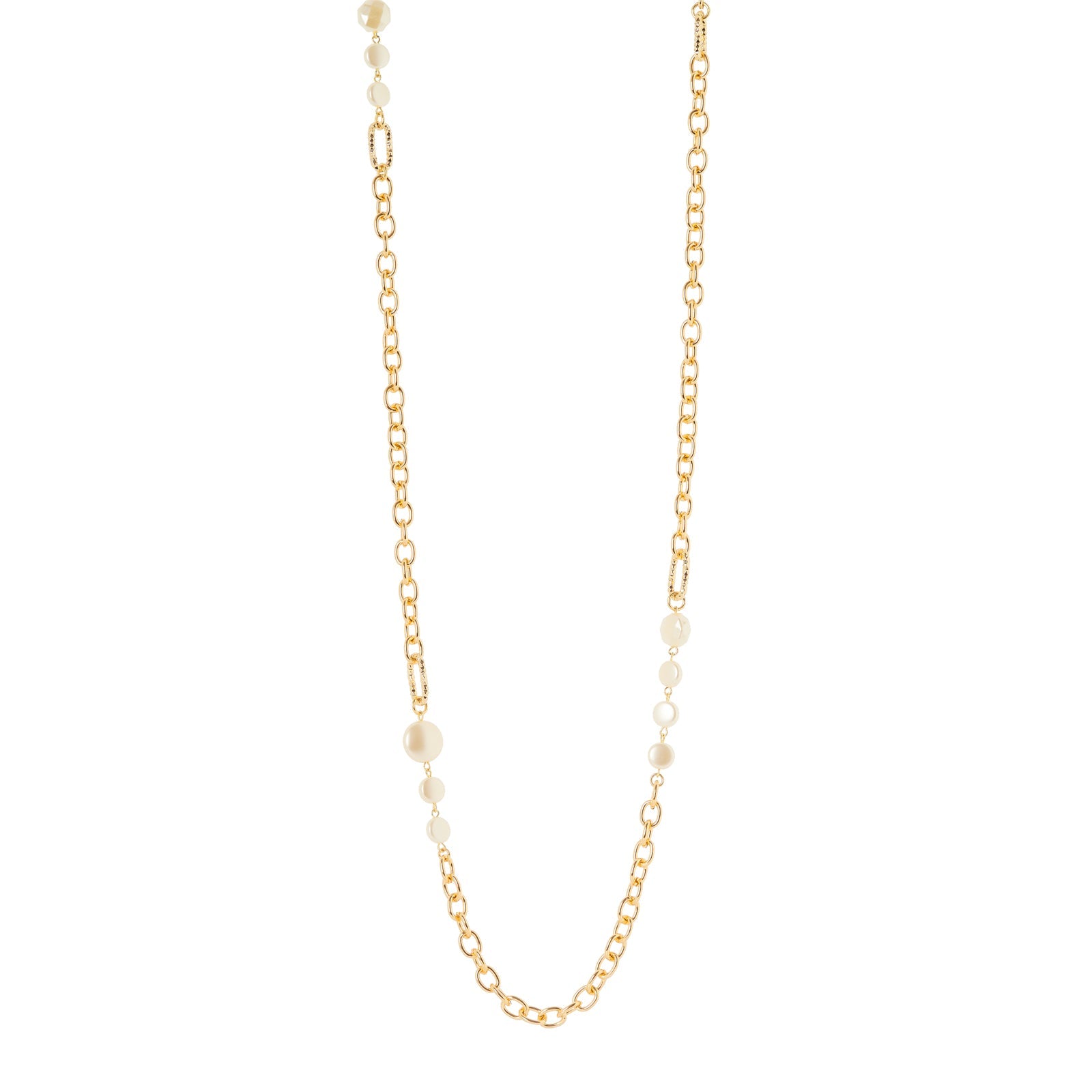 Collana lunga catena e pasticche Grace - Oro e bianco - Sodini Bijoux