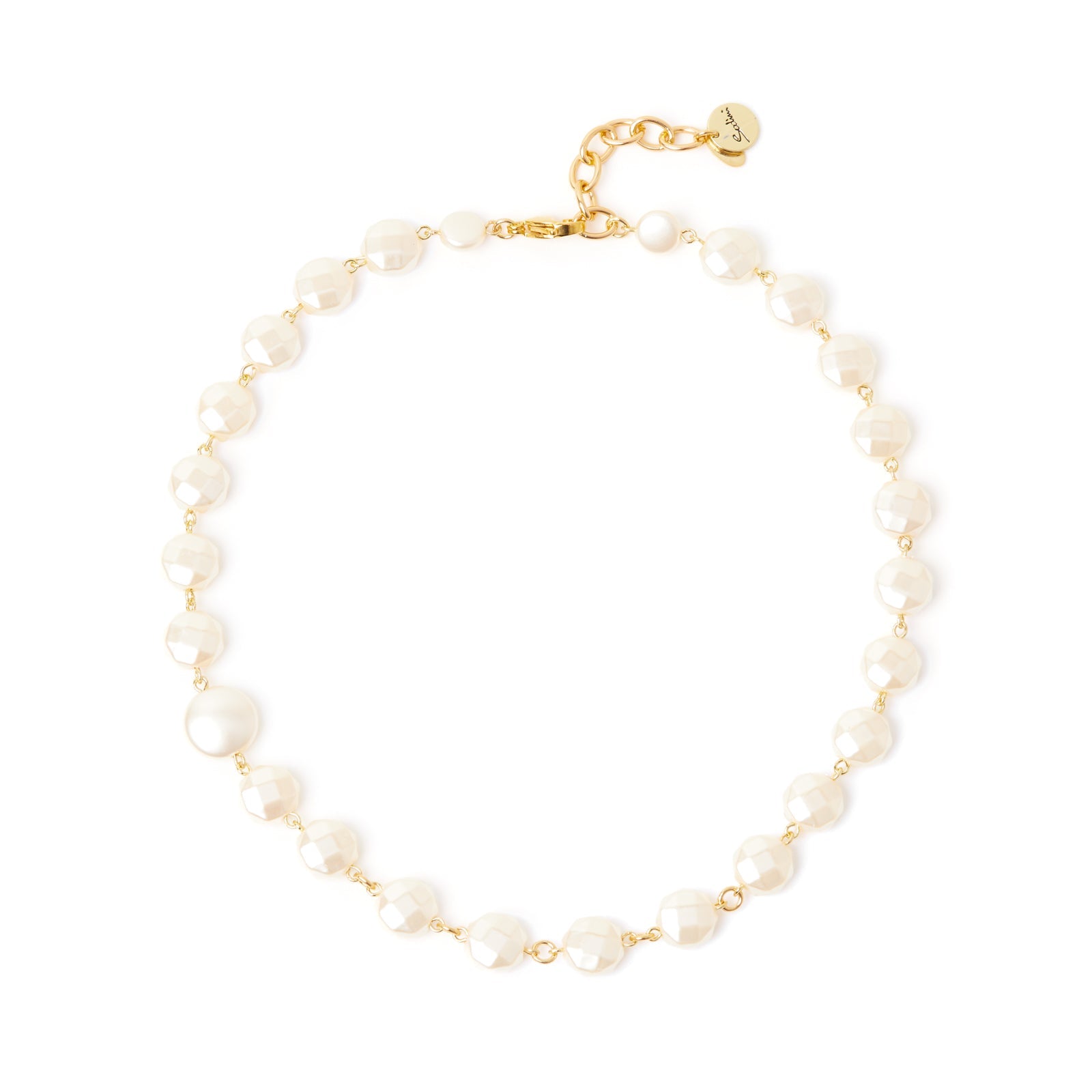 Collana corta di pasticche sfaccettate Grace - Oro e bianco - Sodini Bijoux