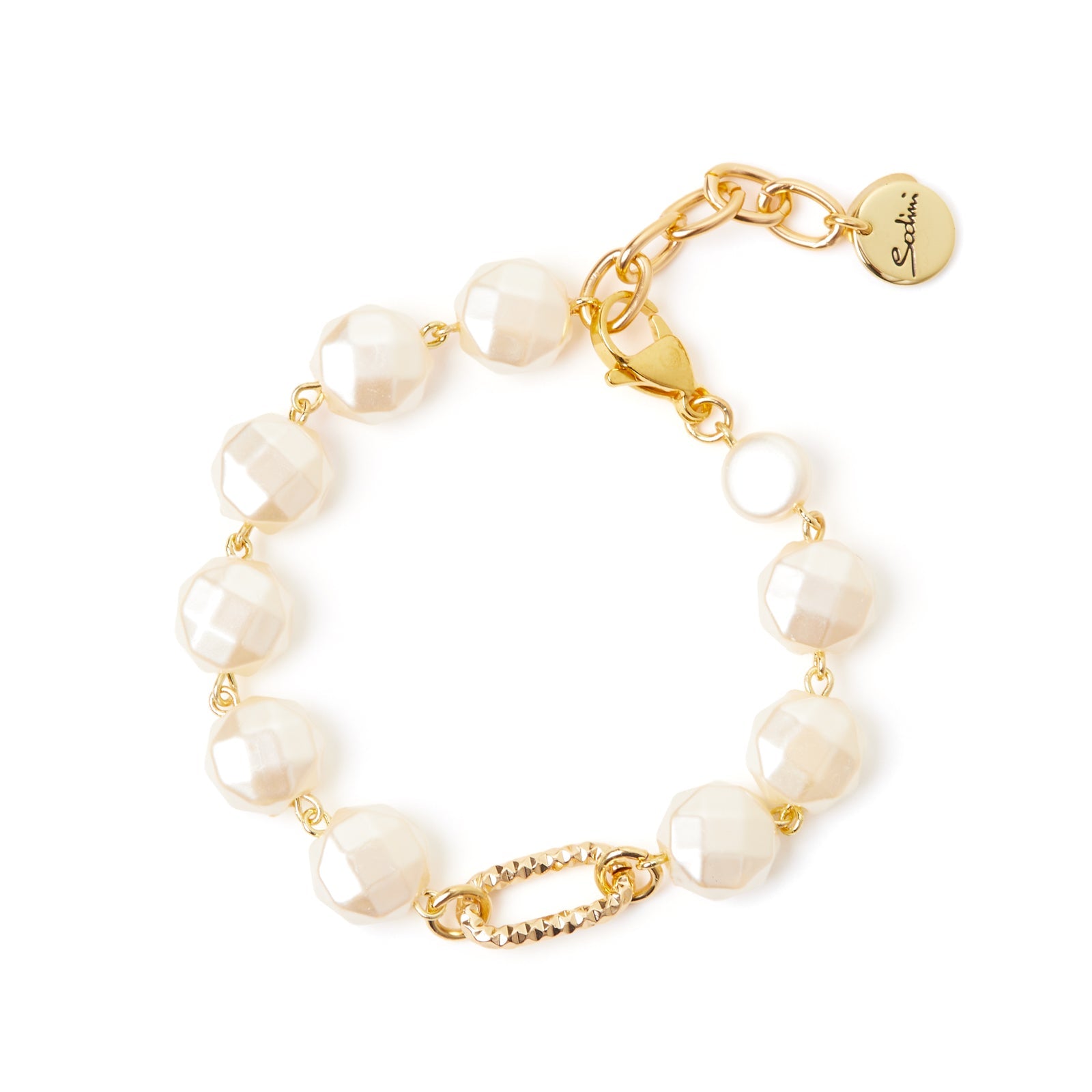 Bracciale a pasticche ed anello Grace - Oro e bianco - Sodini Bijoux