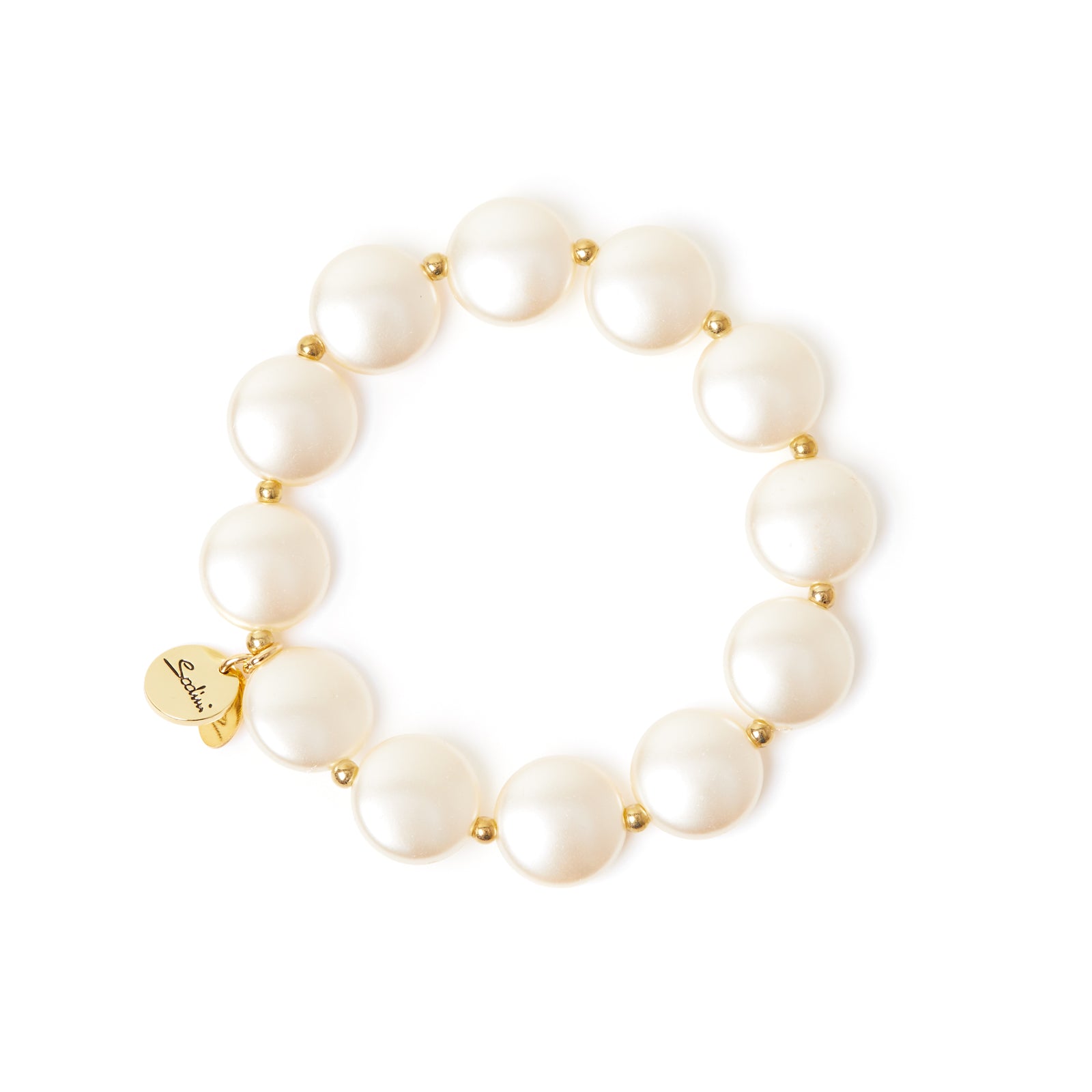 Bracciale elastico a pasticche Grace - Oro e bianco - Sodini Bijoux