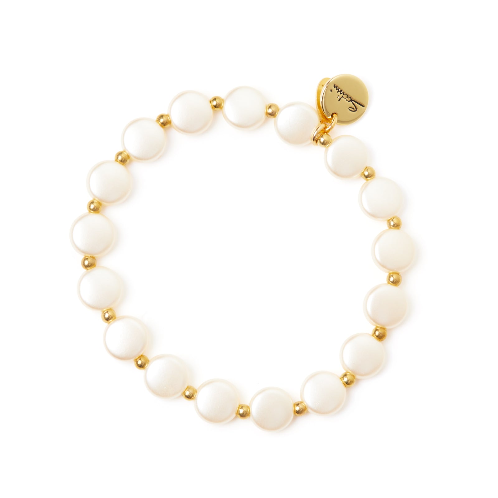 Bracciale elastico a grandi pasticche Grace - Oro e bianco - Sodini Bijoux