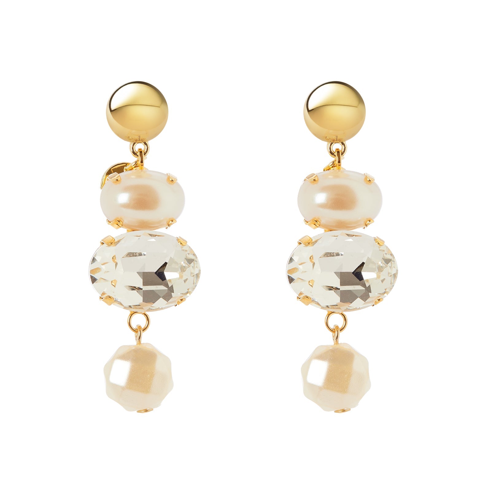 Orecchini con pendente a tre elementi Grace - Oro e bianco - Sodini Bijoux