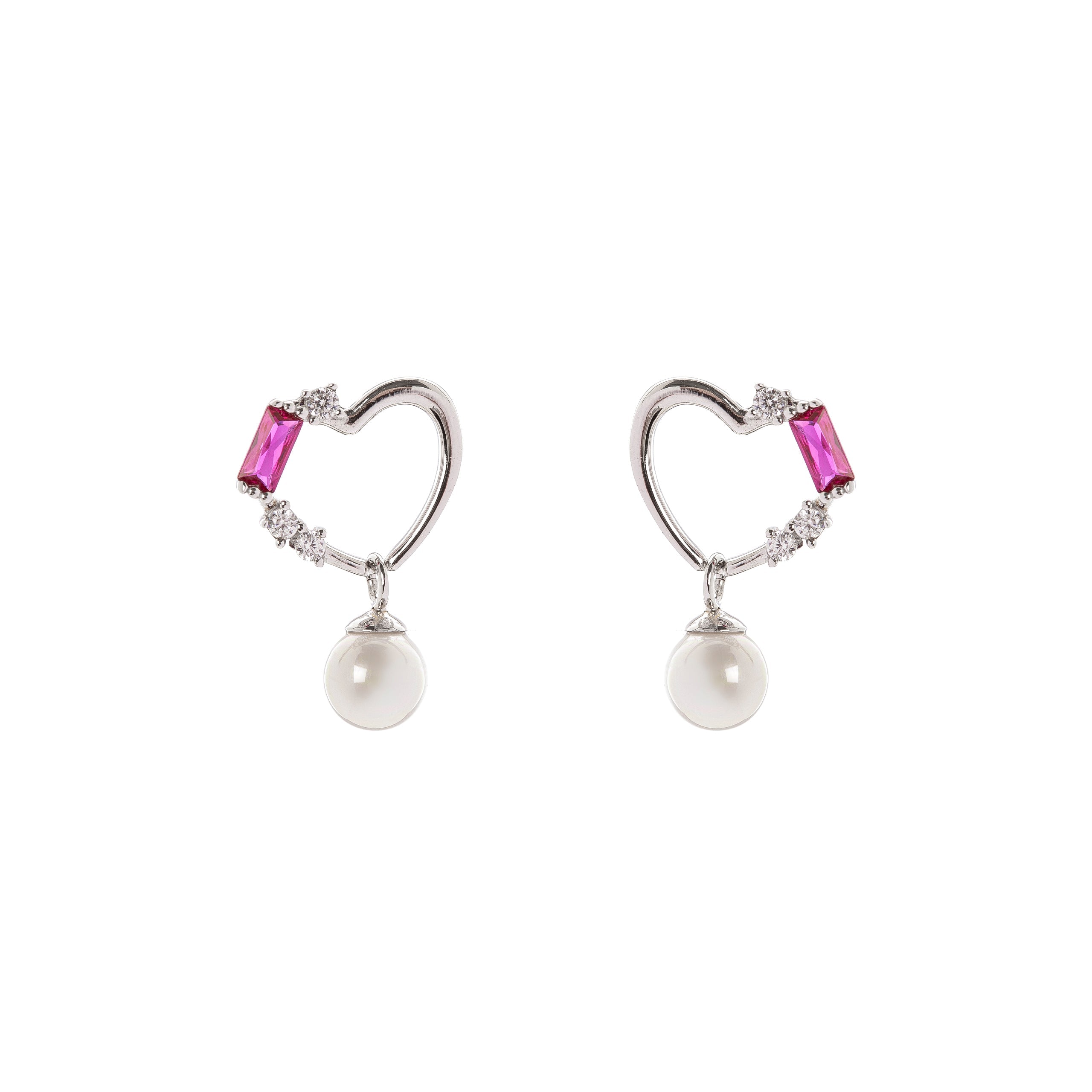 Orecchini cuore e perlina - Argento - Sodini Bijoux