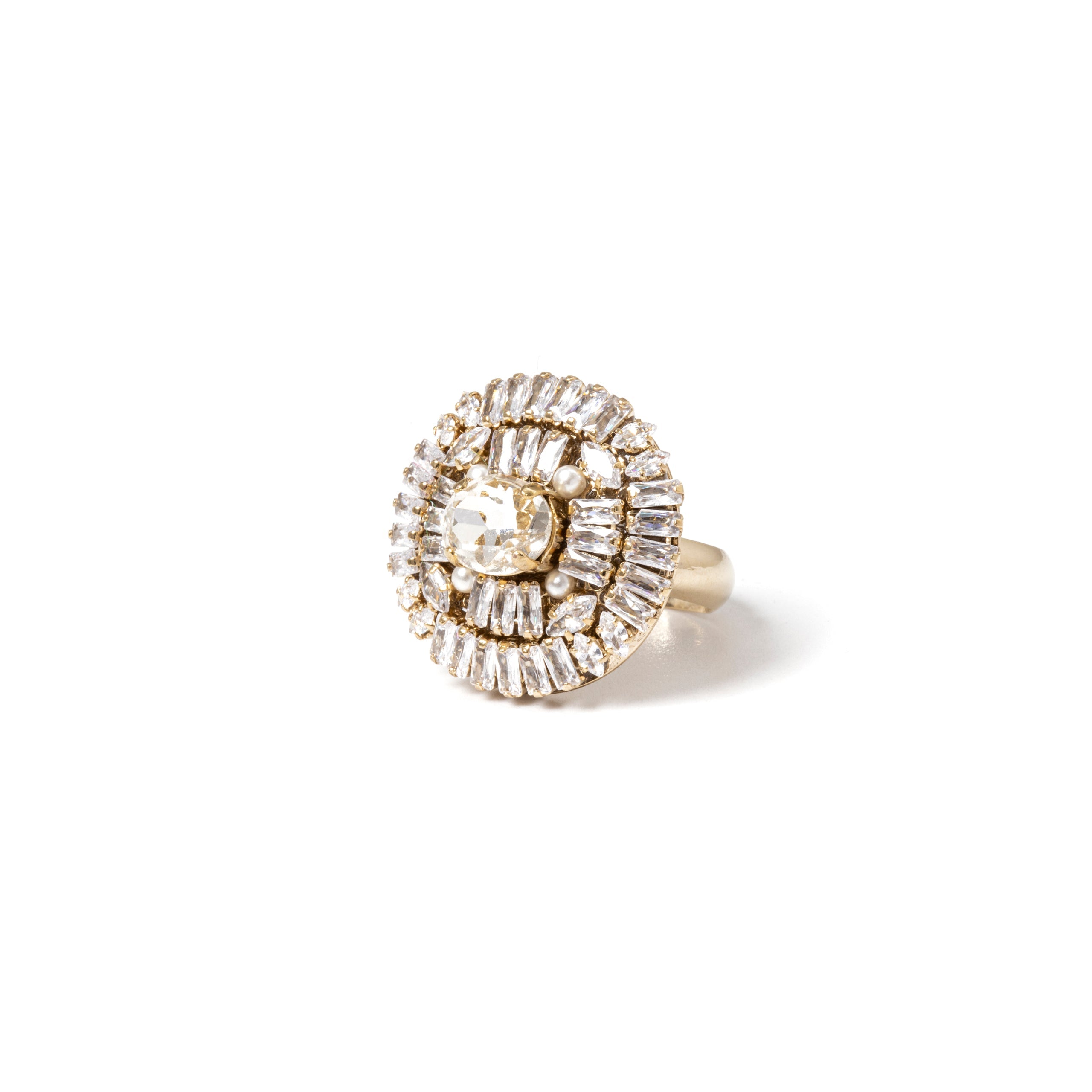 Anello cupola di cristalli Cometa - Bianco - Sodini Bijoux