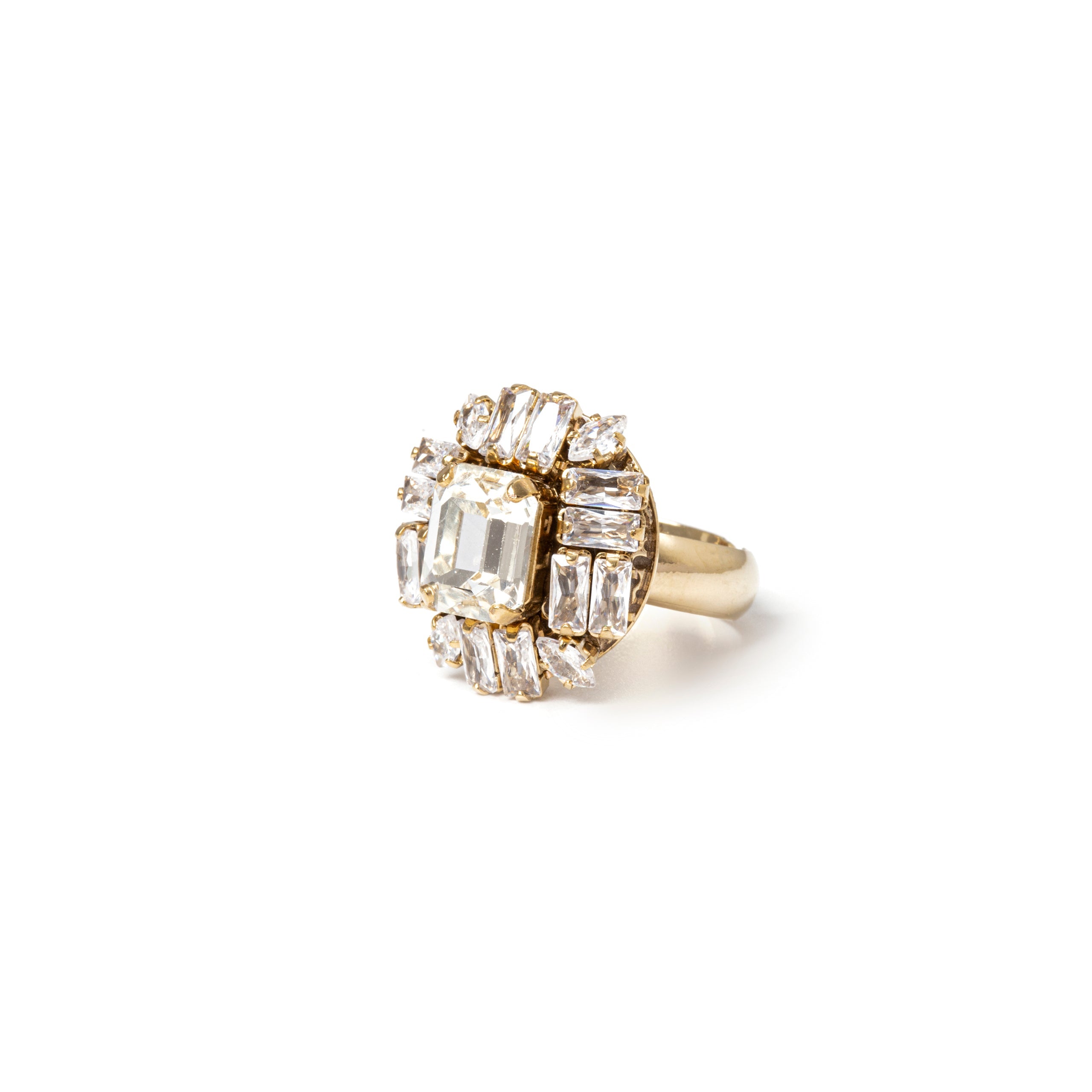 Anello con cristalli geometrici Cometa - Bianco - Sodini Bijoux