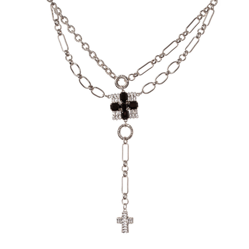 Girocollo con croce pendente Aurea - Nero - Sodini Bijoux