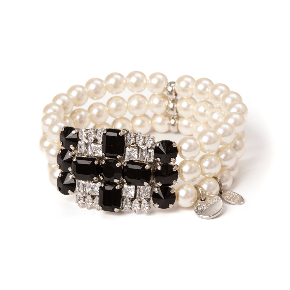 Bracciale elastico a tre fili Aurea - Nero - Sodini Bijoux