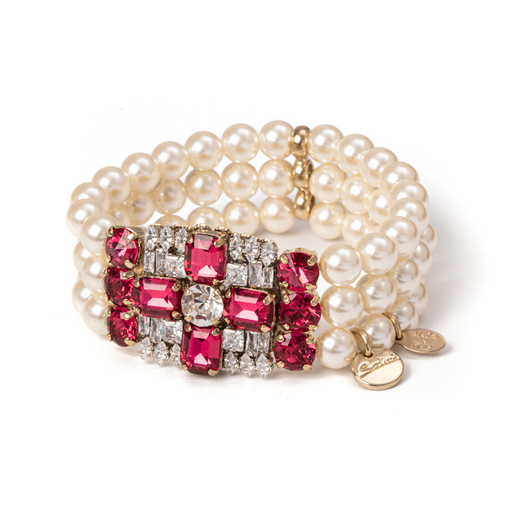 Bracciale elastico a tre fili Aurea - Fucsia - Sodini Bijoux