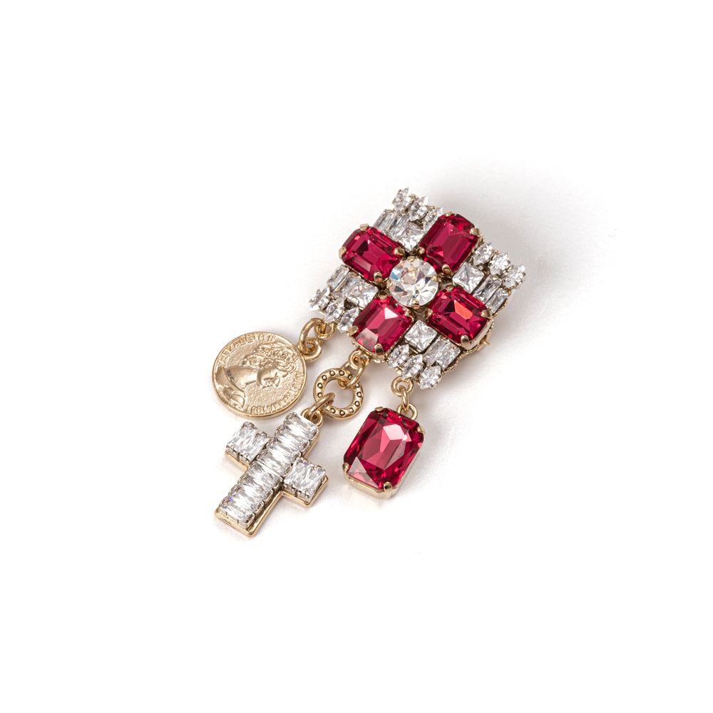 Spilla con pendenti Aurea - Fucsia - Sodini Bijoux