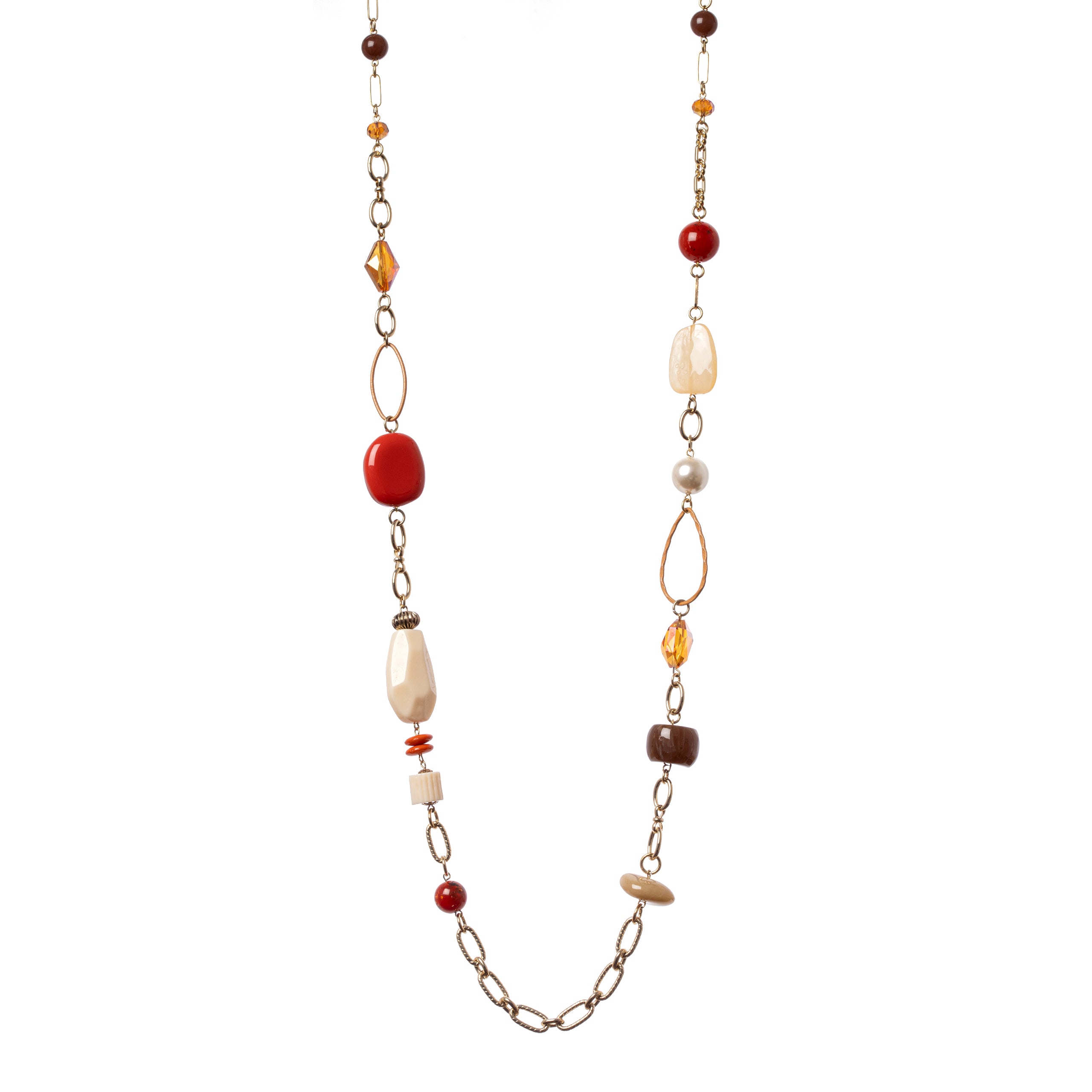 Collana lunga con elementi incatenati Essenza - Corallo - Sodini Bijoux