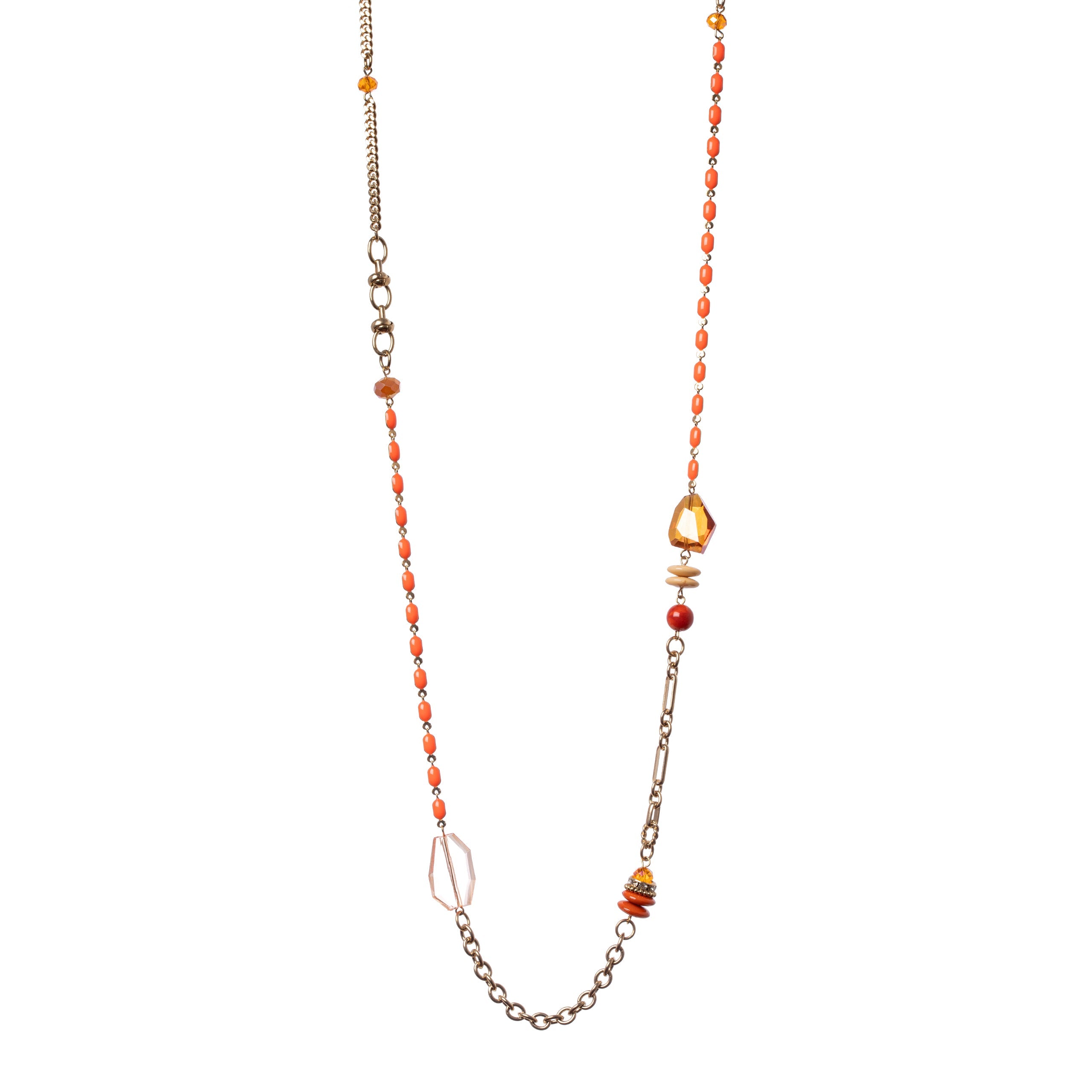 Catenga lunga con elementi in resina - Corallo - Sodini Bijoux