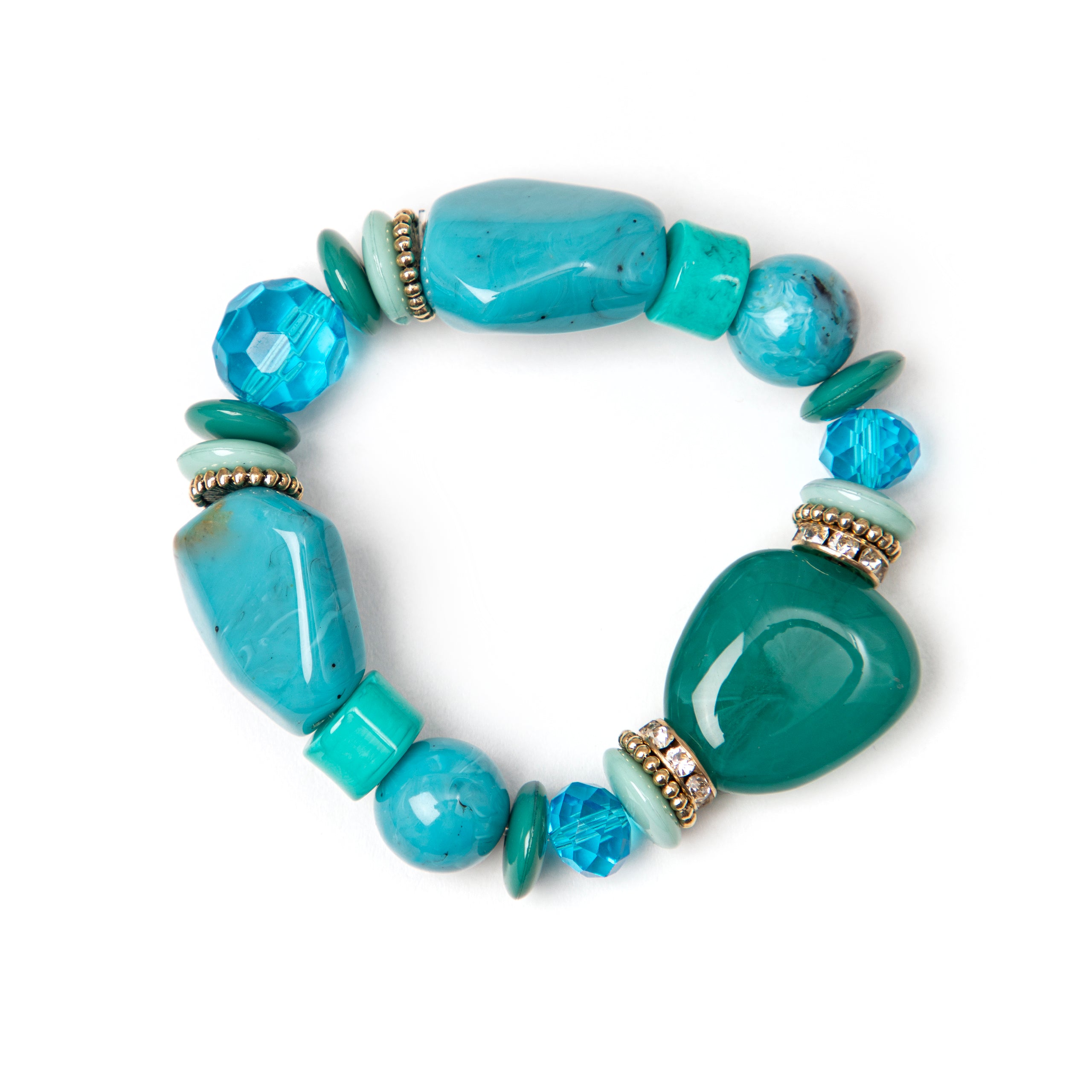 Elastic bracelet with polished stones Essenza - Turquoise - Sodini Bijoux