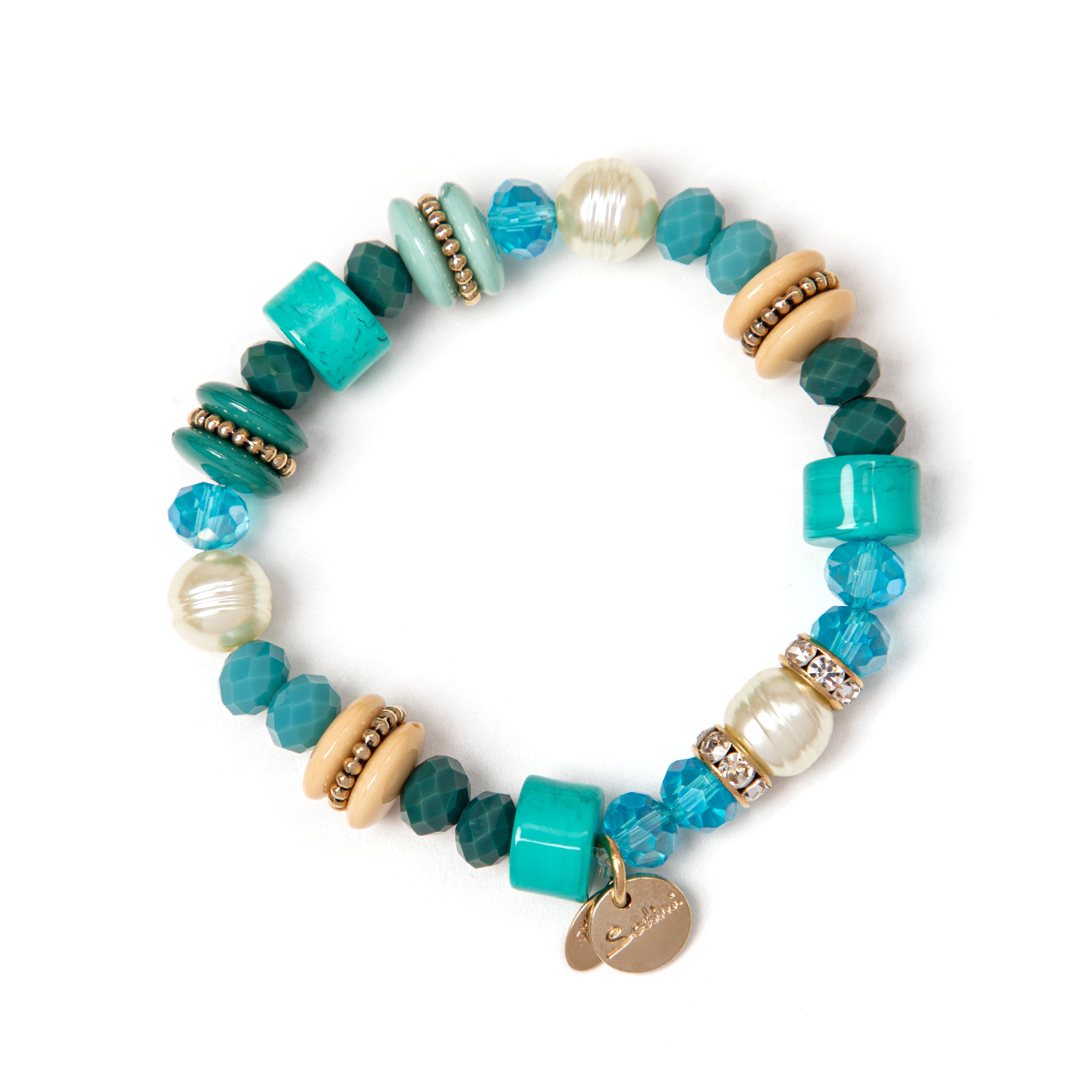 Bracciale elastico con pietre levigate piccole Essenza - Turchese - Sodini Bijoux