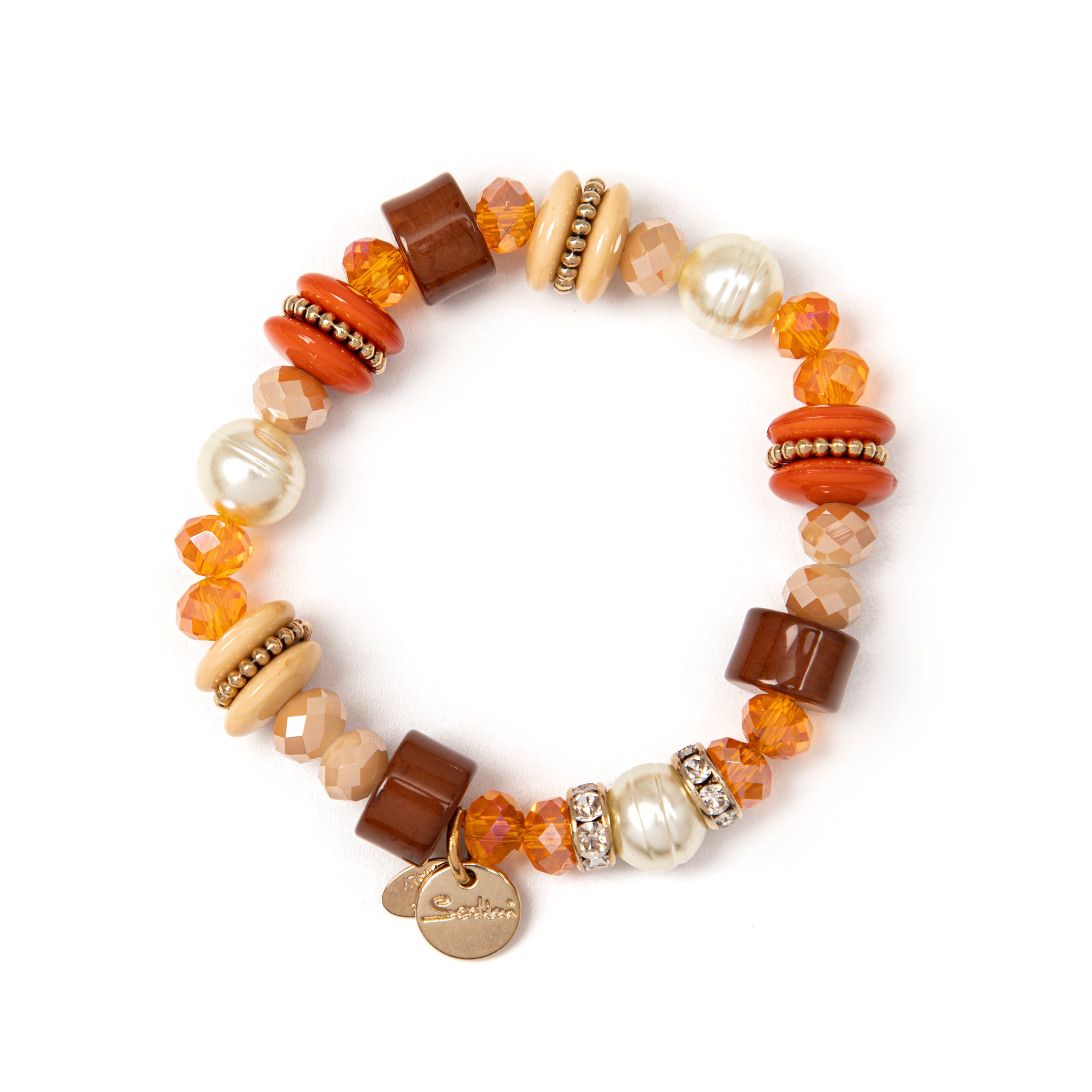 Bracciale elastico con pietre levigate piccole Essenza - Corallo - Sodini Bijoux