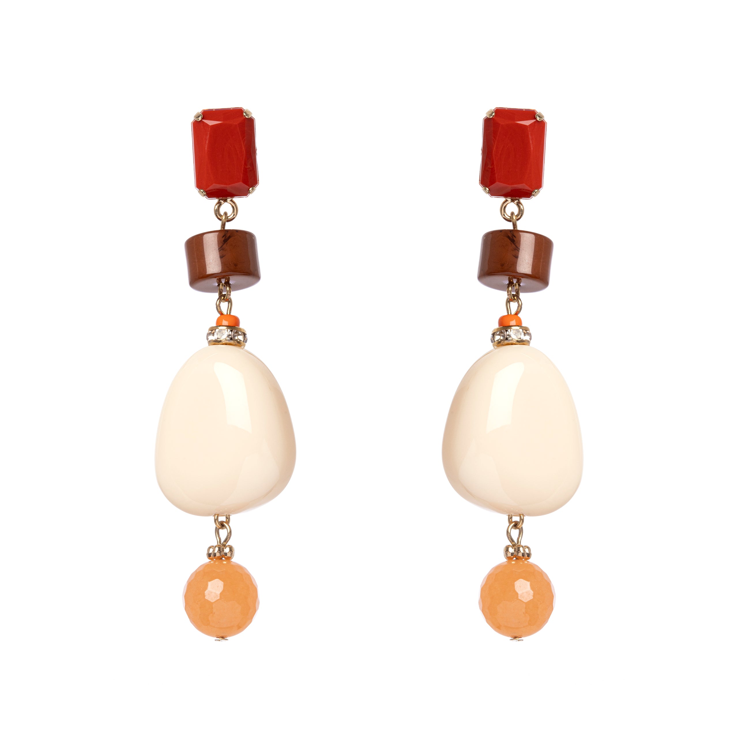 Orecchini con grande pietra levigata Essenza - Avorio - Sodini Bijoux