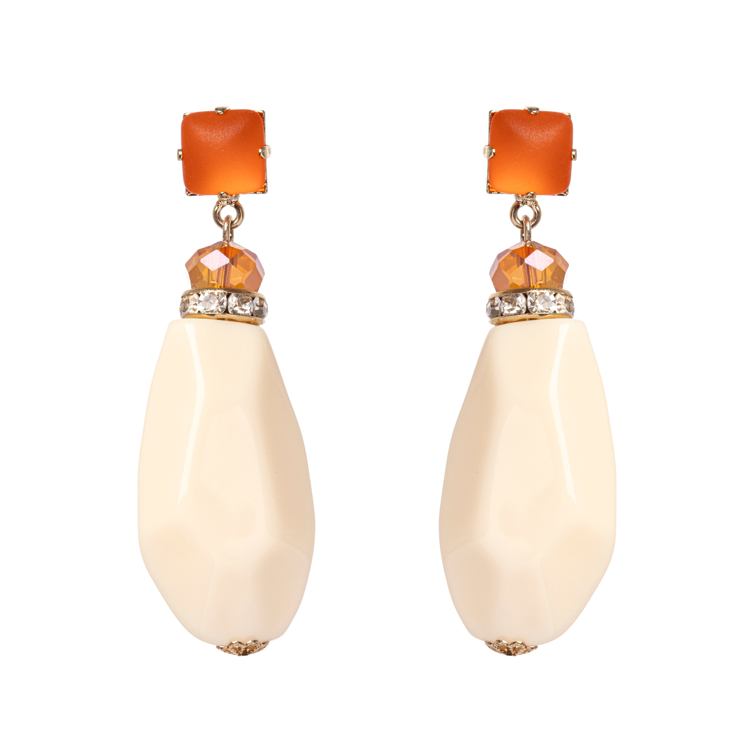 Earrings with large faceted stone Essenza - Ivory - Sodini Bijoux