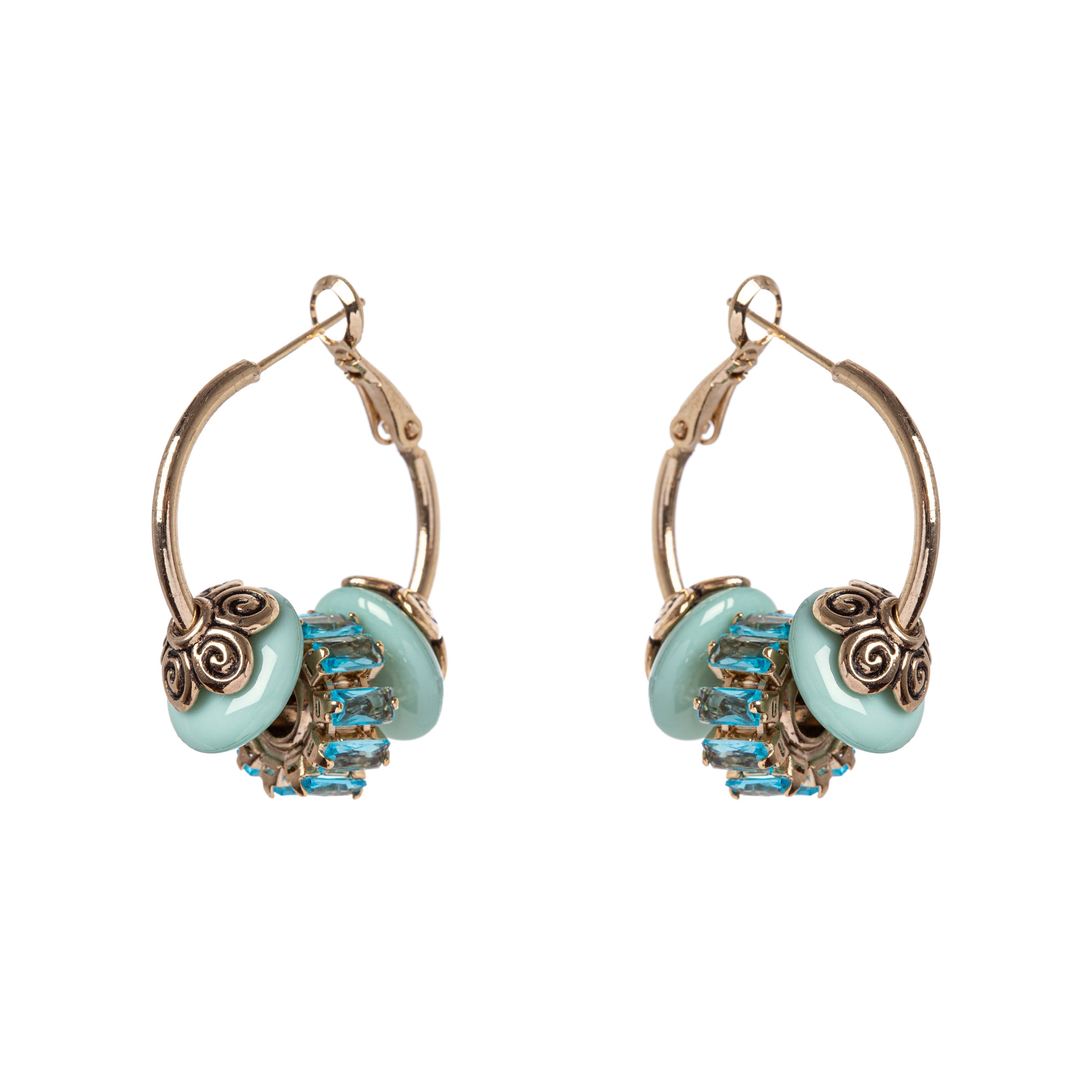 Orecchini cerchio e charm Essenza - Turchese - Sodini Bijoux