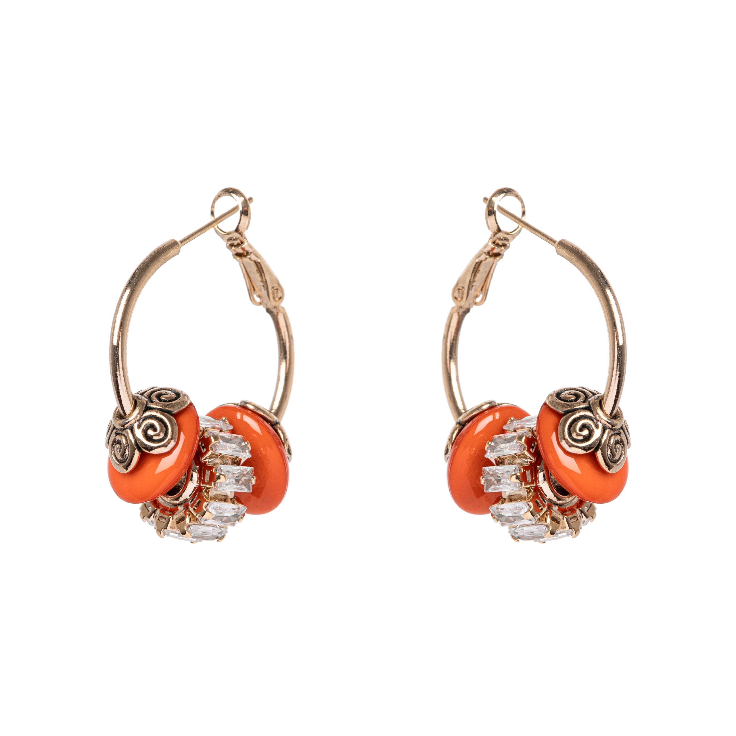 Orecchini cerchio e charm Essenza - Corallo - Sodini Bijoux