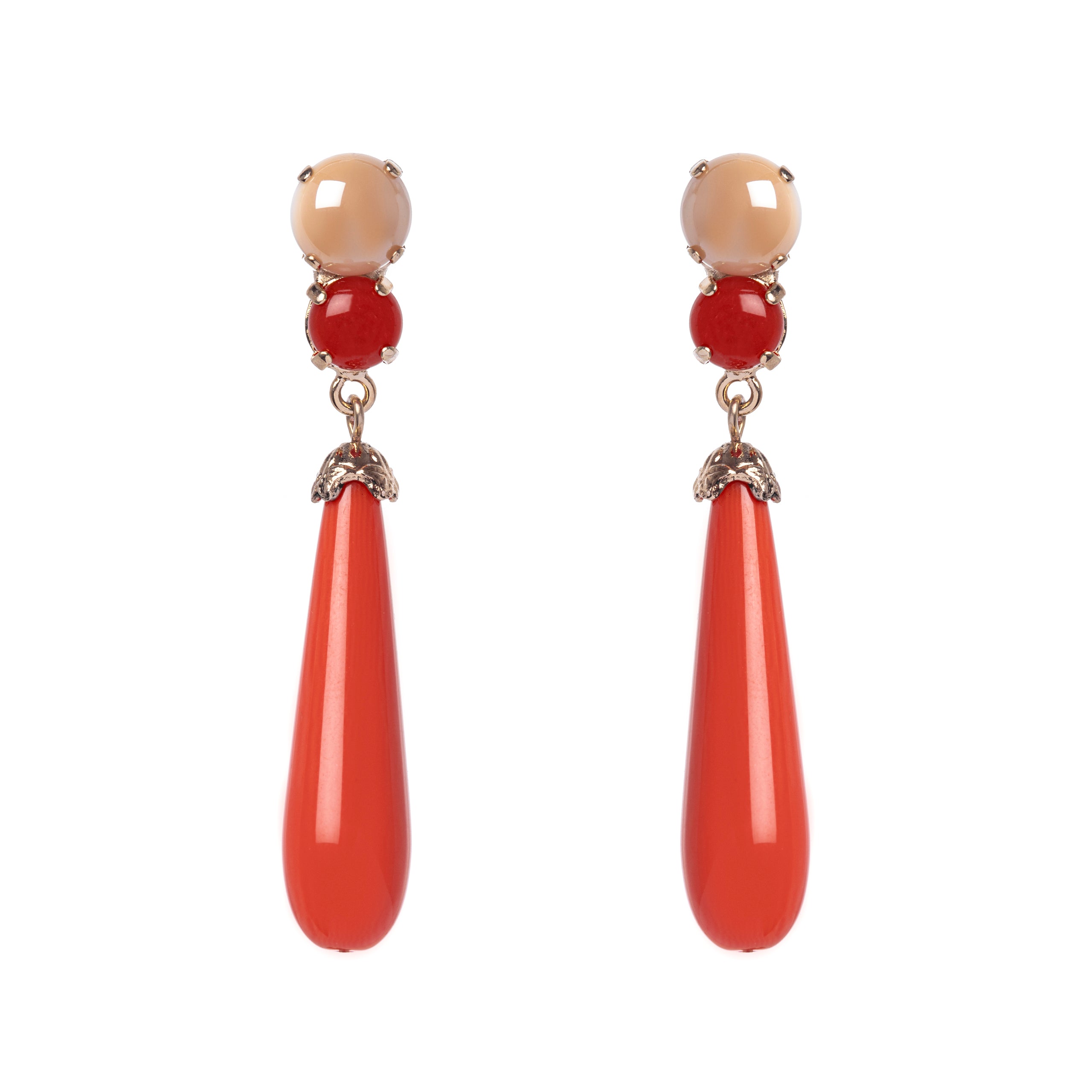 Orecchini con goccia lunga Essenza - Corallo - Sodini Bijoux