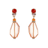 Earrings with large transparent stone Essenza - Orange - Sodini Bijoux