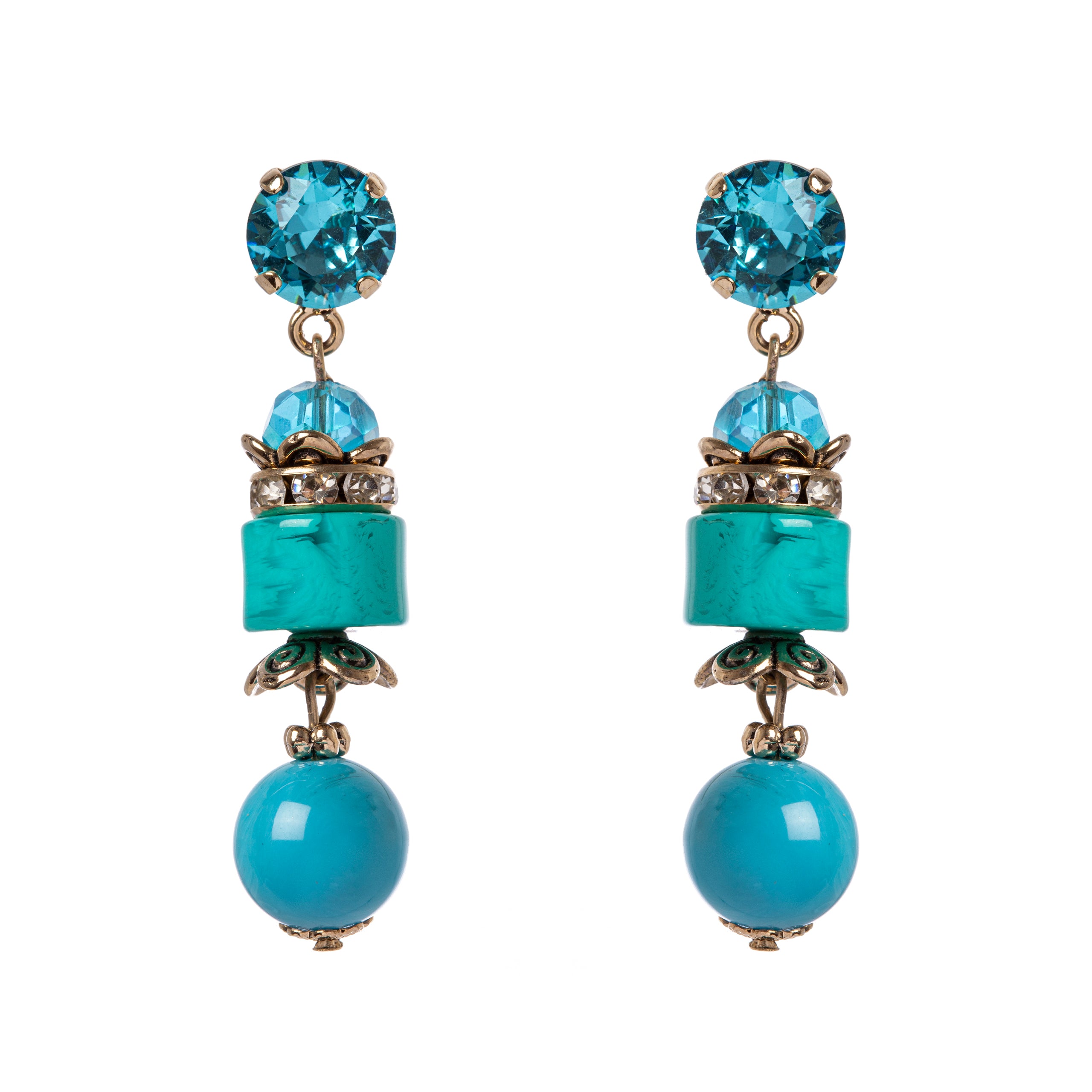 Orecchini con elementi a cascata Essenza - Turchese - Sodini Bijoux