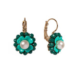 Orecchini a cerchio con pietre in resina e rondelle di cristalli - Turchese - Sodini Bijoux
