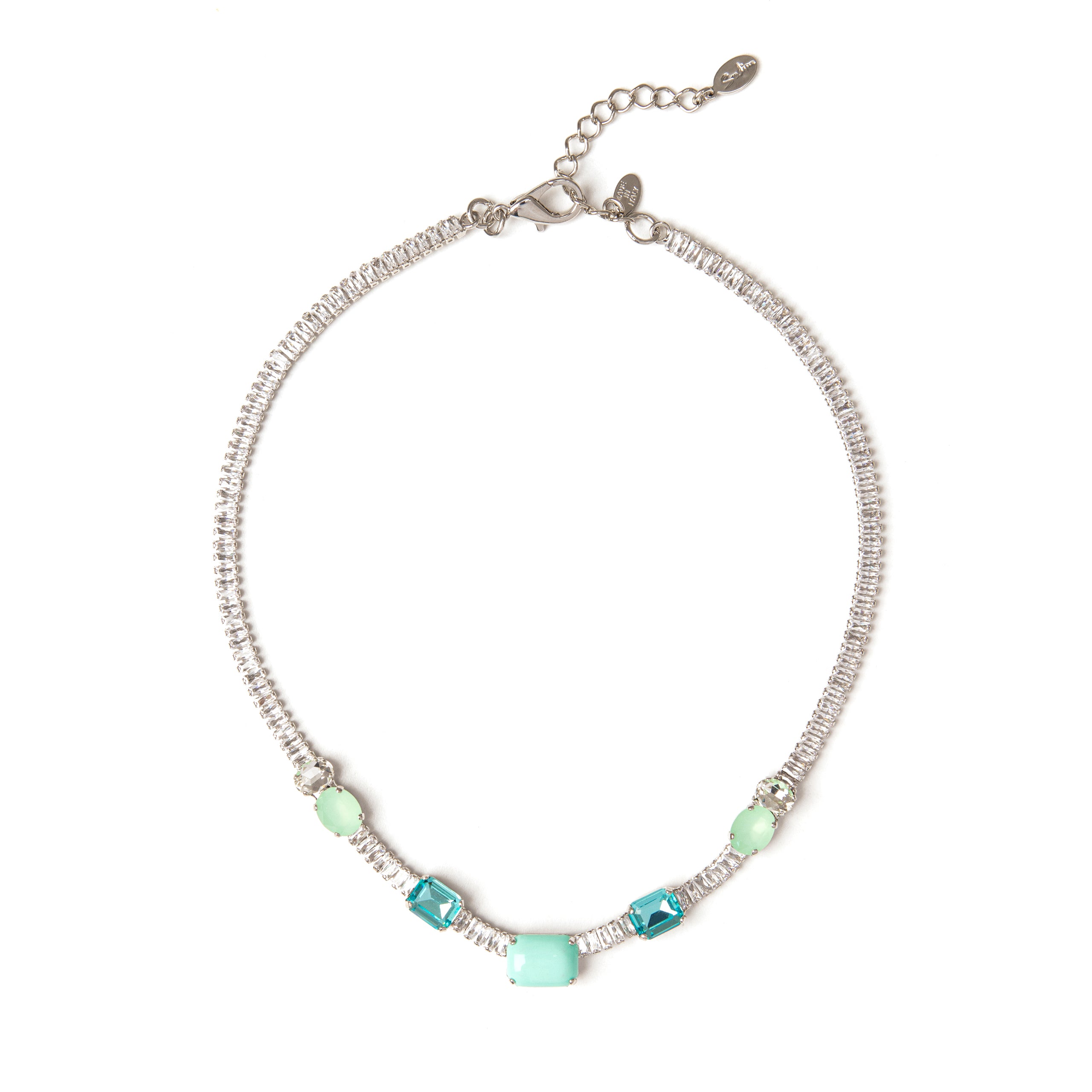 Girocollo a filo di zirconi e cristalli Faville turchese - Turchese - Sodini Bijoux