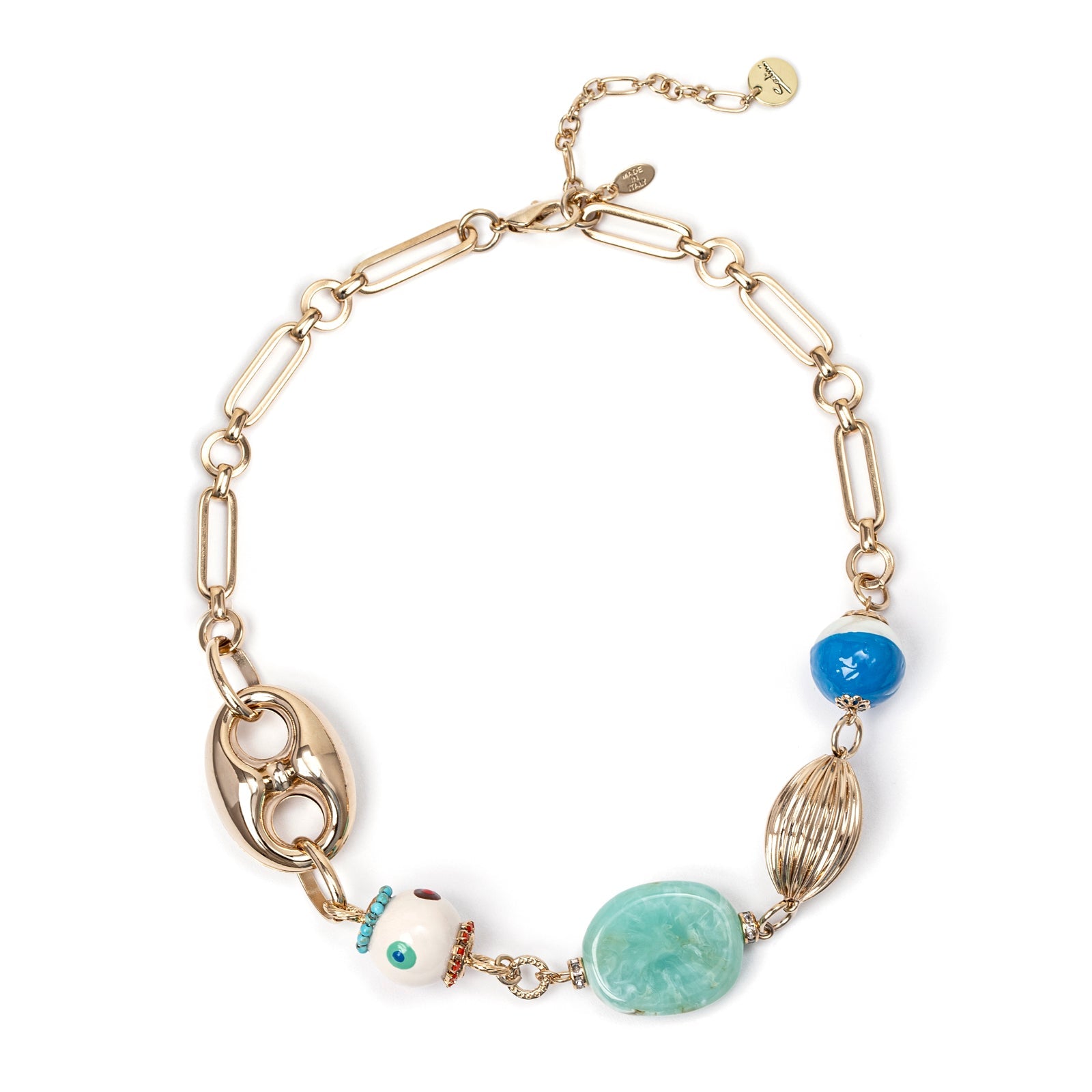 Collana corta con elementi in resina e smaltati - Multicolor - Sodini Bijoux