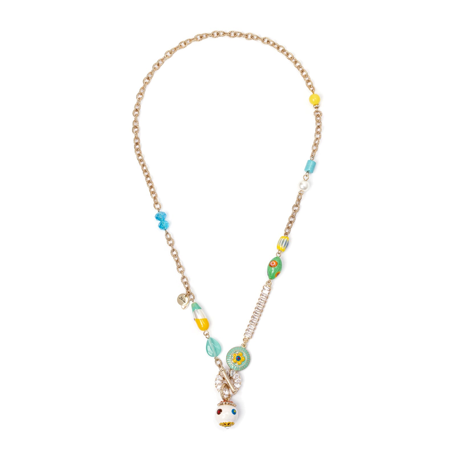 Collana lunga con elementi in resina e pendente smaltato - Multicolor - Sodini Bijoux