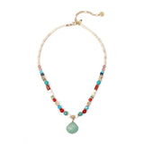 Necklace boules and dangling shell Partenope - Multicolor - Sodini Bijoux