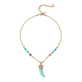 Short necklace groumette and lucky horn Partenope - Turquoise - Sodini Bijoux