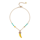 Short necklace groumette and lucky horn Partenope - Yellow - Sodini Bijoux