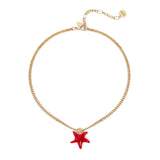 Short necklace groumette and starfish Partenope - Red - Sodini Bijoux