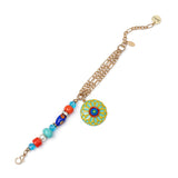 Bracciale multifilo con elementi in resina e pendente - Multicolor - Sodini Bijoux
