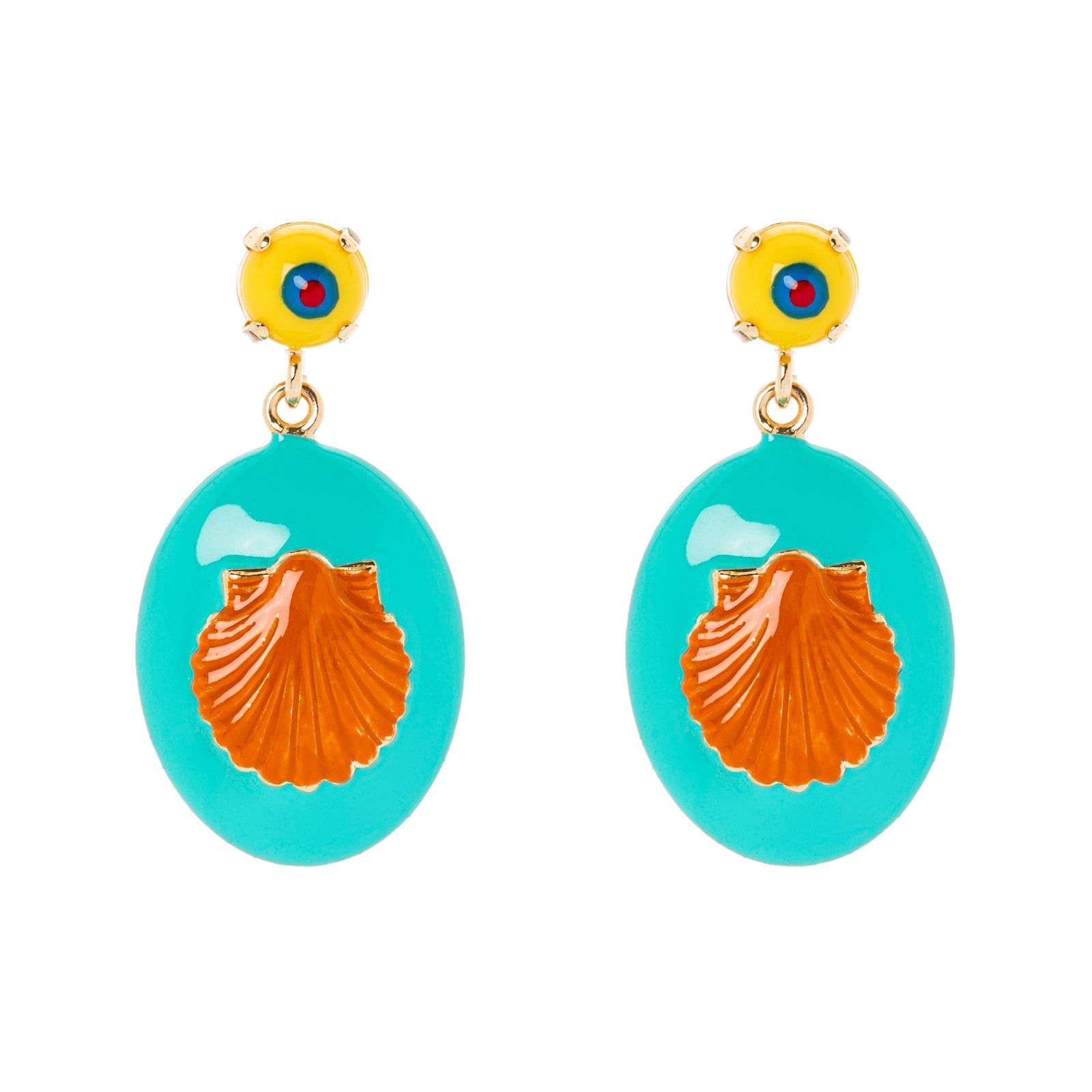 Orecchini pendenti con charm e motivo a conchiglia - Multicolor - Sodini Bijoux