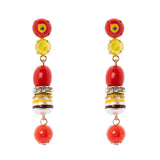 Orecchini pendenti con elementi in resina multiformi - Multicolor - Sodini Bijoux
