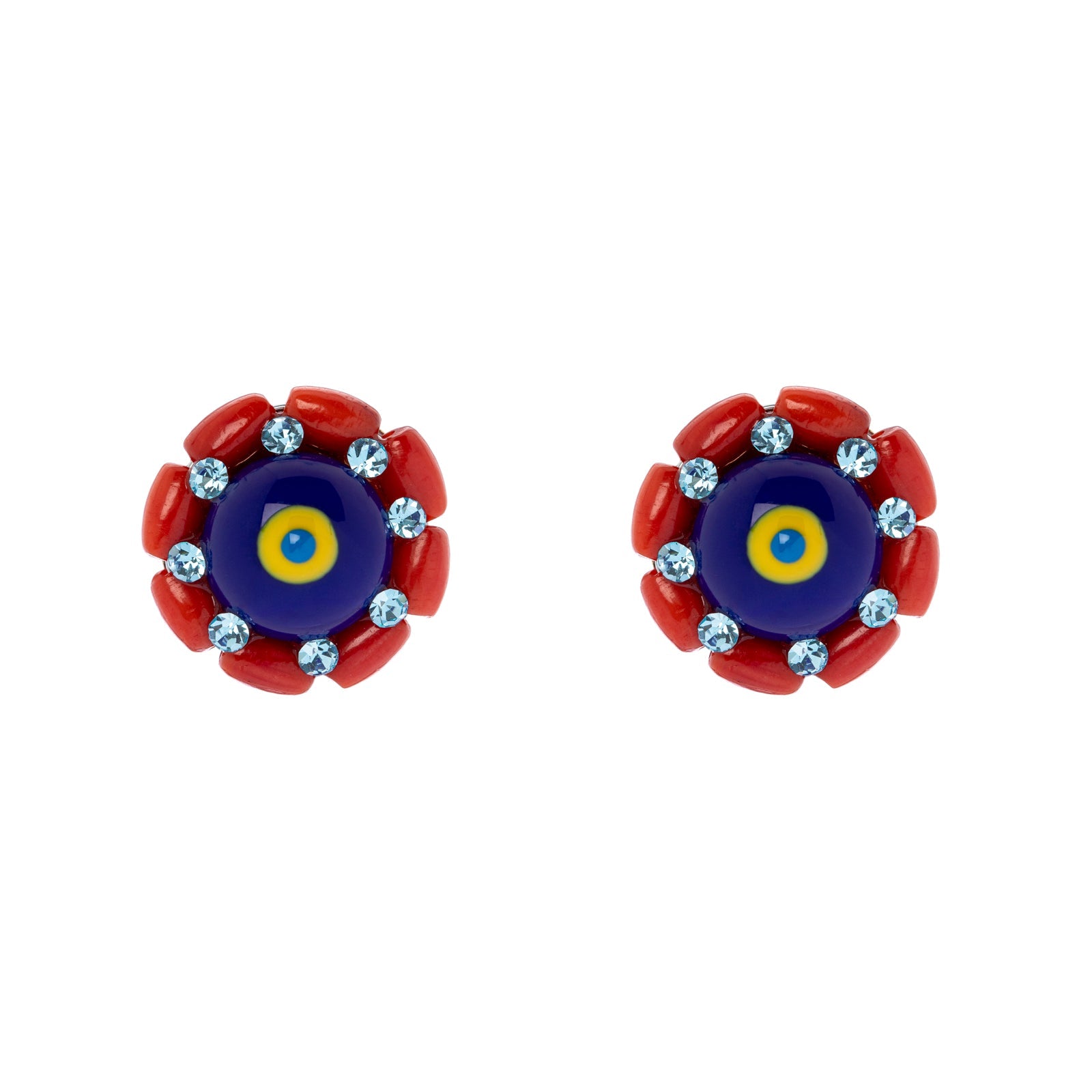 Orecchini a lobo con motivo floreale smaltato - Multicolor - Sodini Bijoux