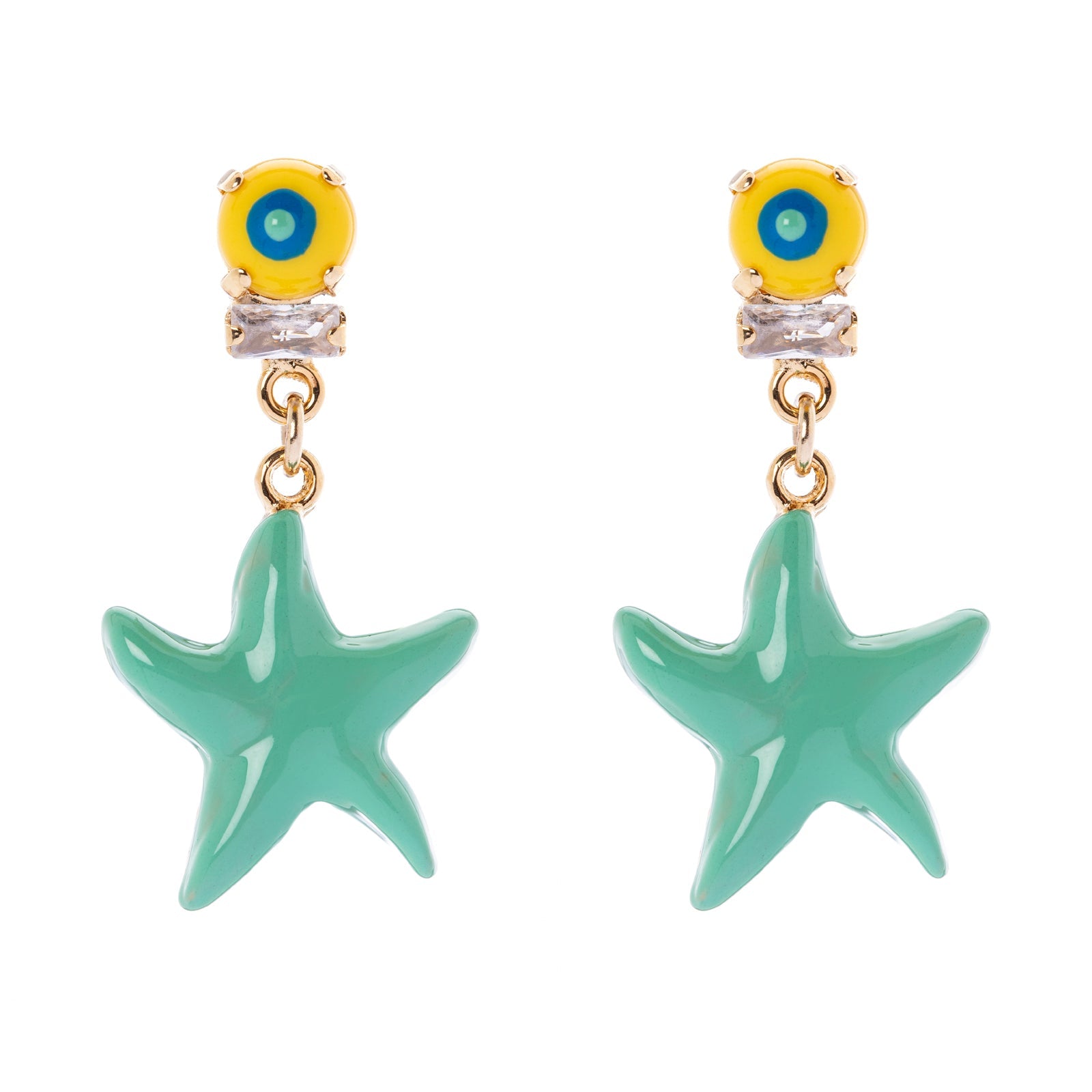Earrings with dangling starfish Partenope - Turquoise - Sodini Bijoux