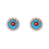 Mini earrings cabochon and zirconias Partenope - Turquoise - Sodini Bijoux