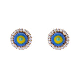 Mini earrings cabochon and zirconias Partenope - Blue - Sodini Bijoux