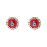 Mini earrings cabochon and zirconias Partenope - Red - Sodini Bijoux