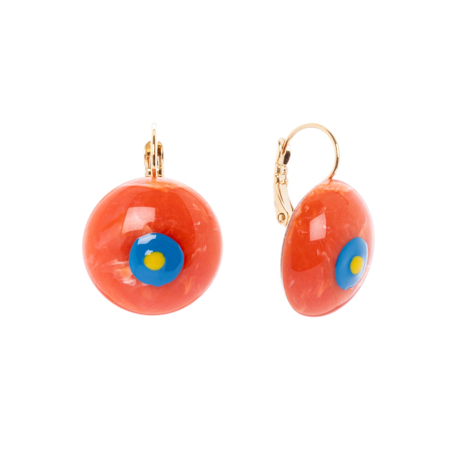 Orecchini a monachella con elemento ovale - Rosso - Sodini Bijoux